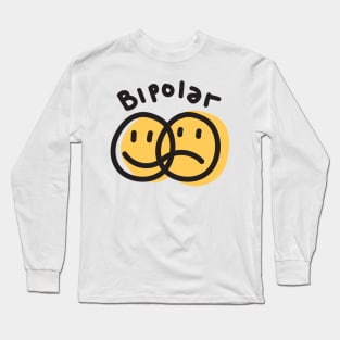 Bipolar Happy Sad Face Emoticon Long Sleeve T-Shirt